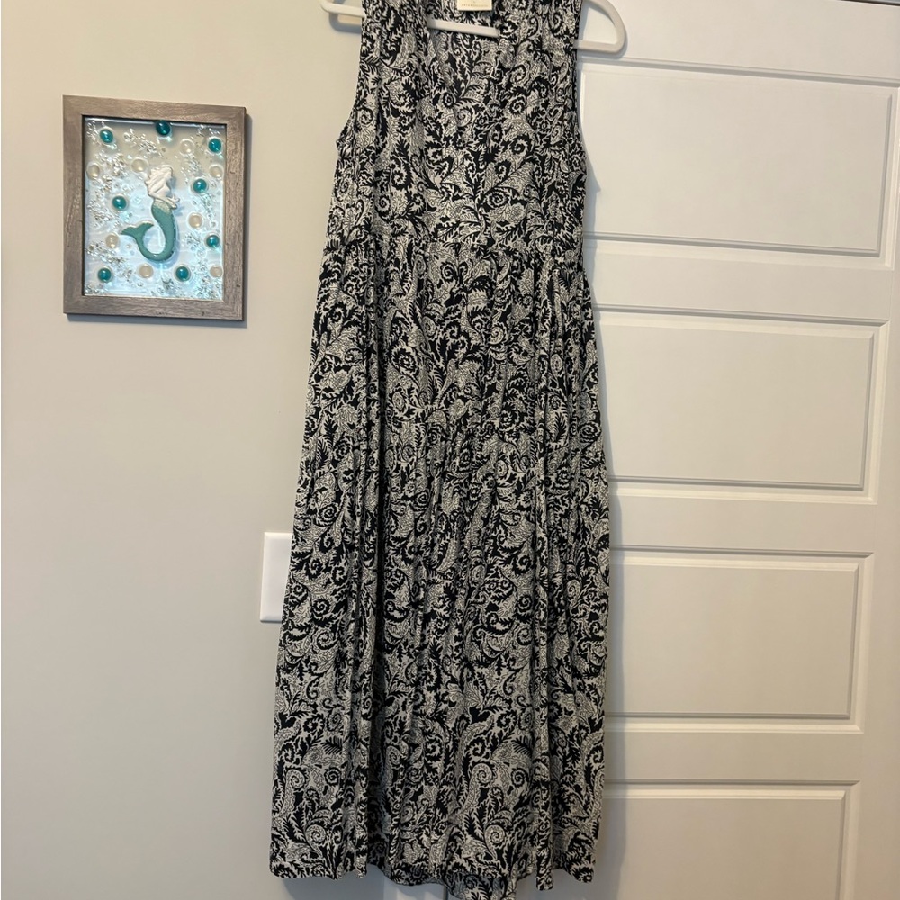 Maeve navy and White Paisley Sleeveless Midi Dress - Classic Women's Dress